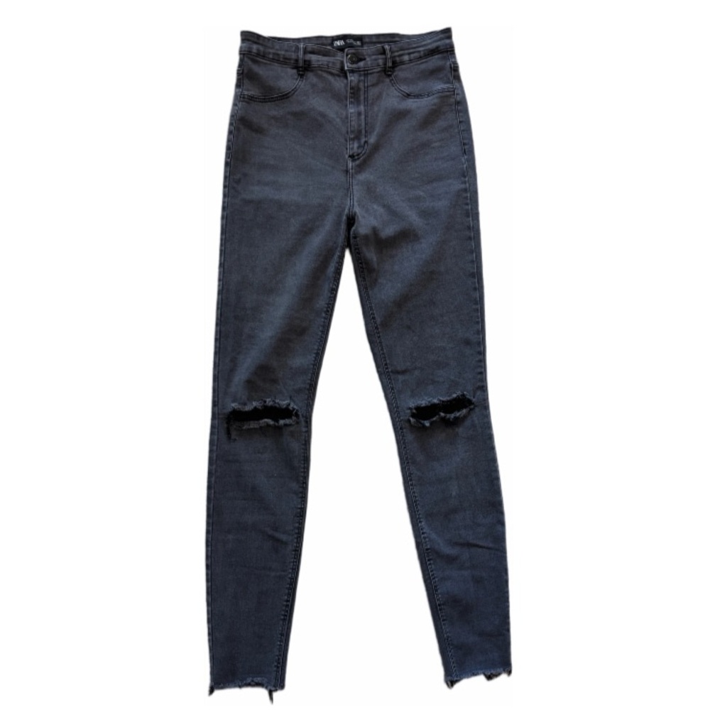 Zara Black Distressed Stretchy Skinny Jeans